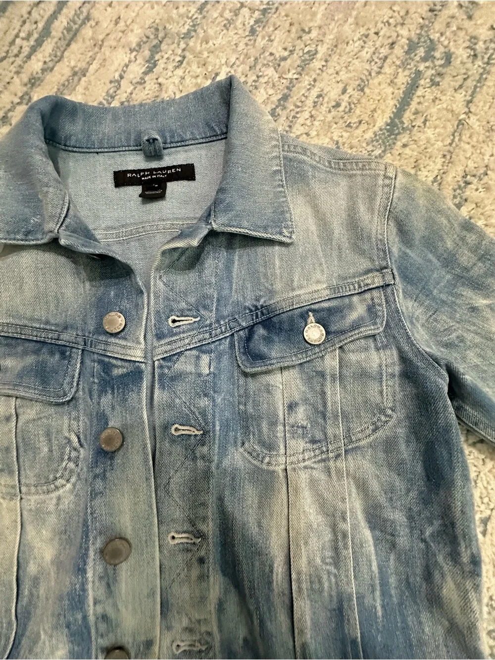 Ralph Lauren Light Wash Distressed Denim Jacket - Made in Italy - Picture 6 of 9